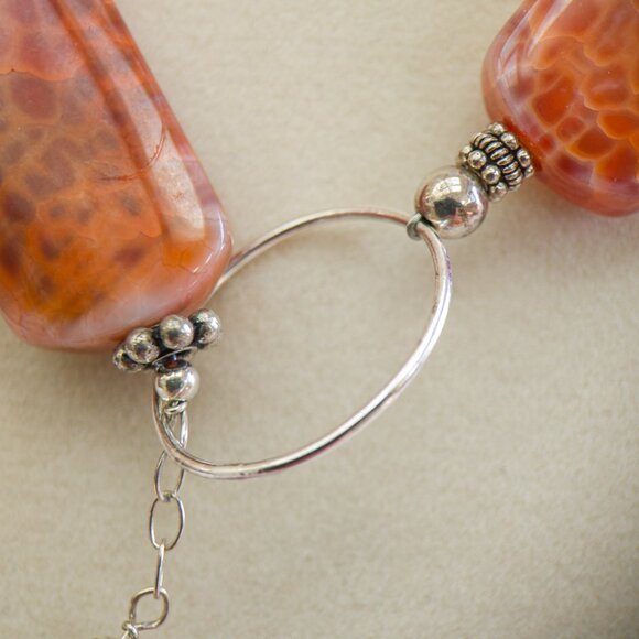 Sterling Dragon-Vein Agate Statement Necklace – 20" - Picture 7 of 7